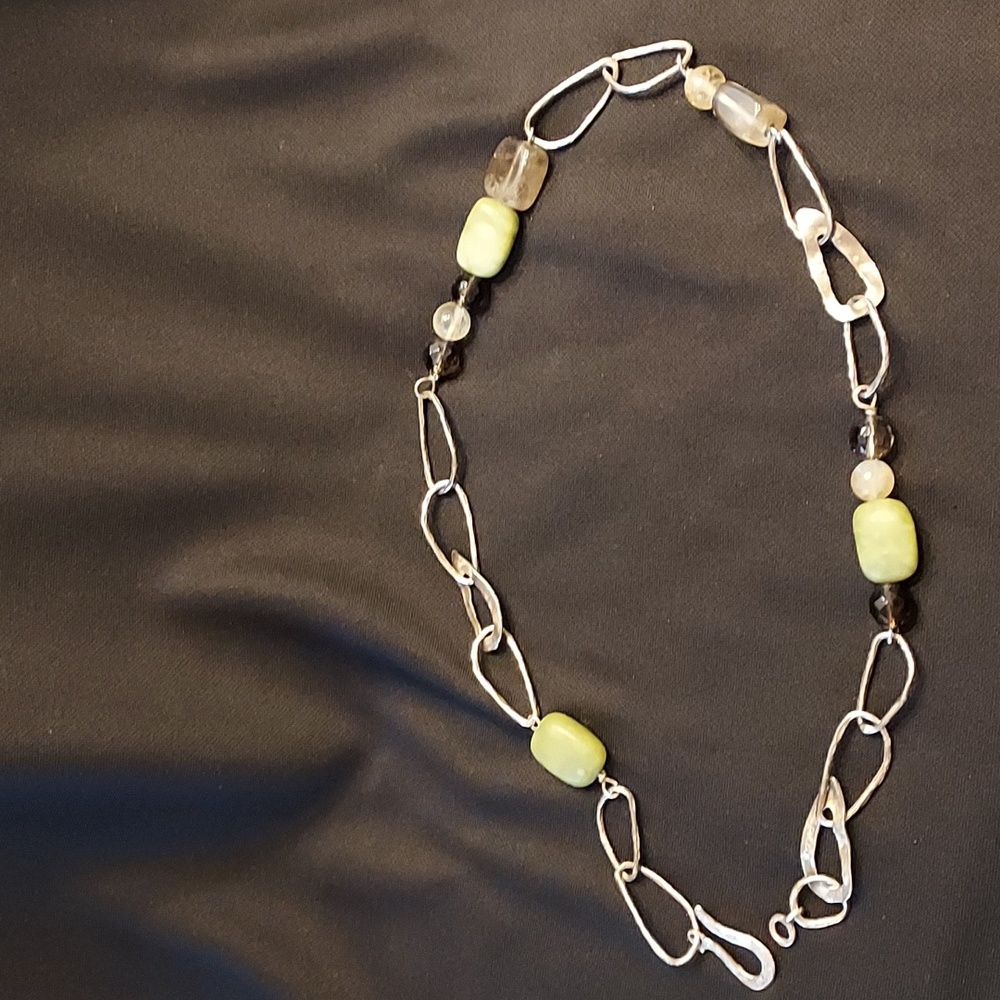 Silpada Jade & Smokey Quartz and Citrine stones Sterling Silver Necklace N1218